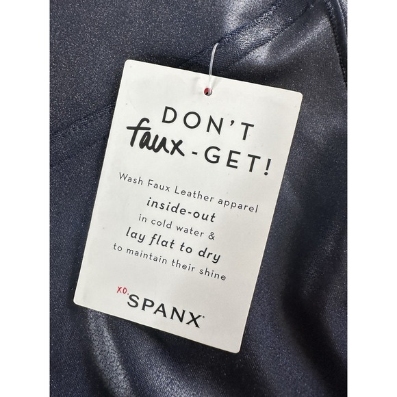 Spanx women's Navy Faux Leather 7/8 Accent Stripe Legging Size M retail $110 - Picture 12 of 14